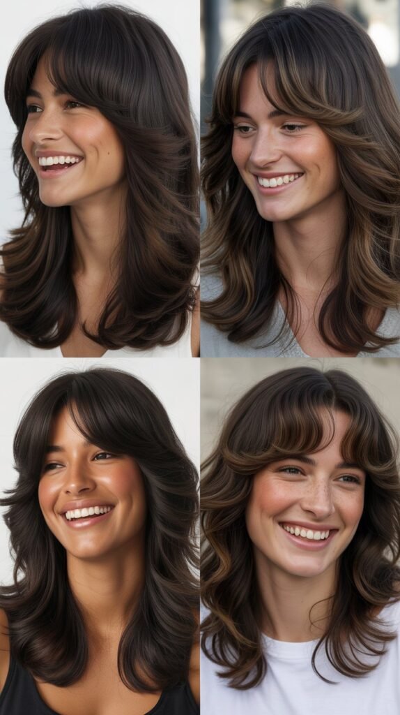 Dramatic Long Layers With Bold Curtain Bangs