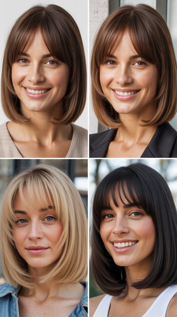 Smooth Lob With Arched Bangs