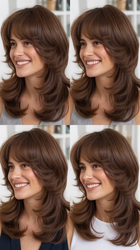 Slide-Cut Layers With Soft Curtain Bangs