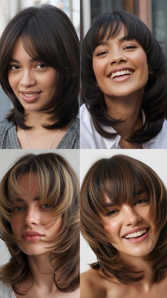 Dramatic V-Cut Layers With Curtain Bangs