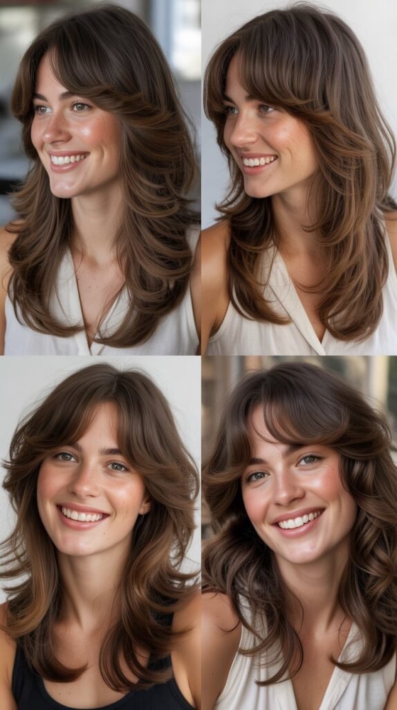Long Layers With Curtain Bangs for Low-Maintenance Styling