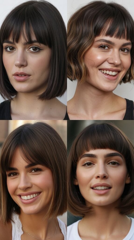 Long Bob With Soft Curtain Bangs