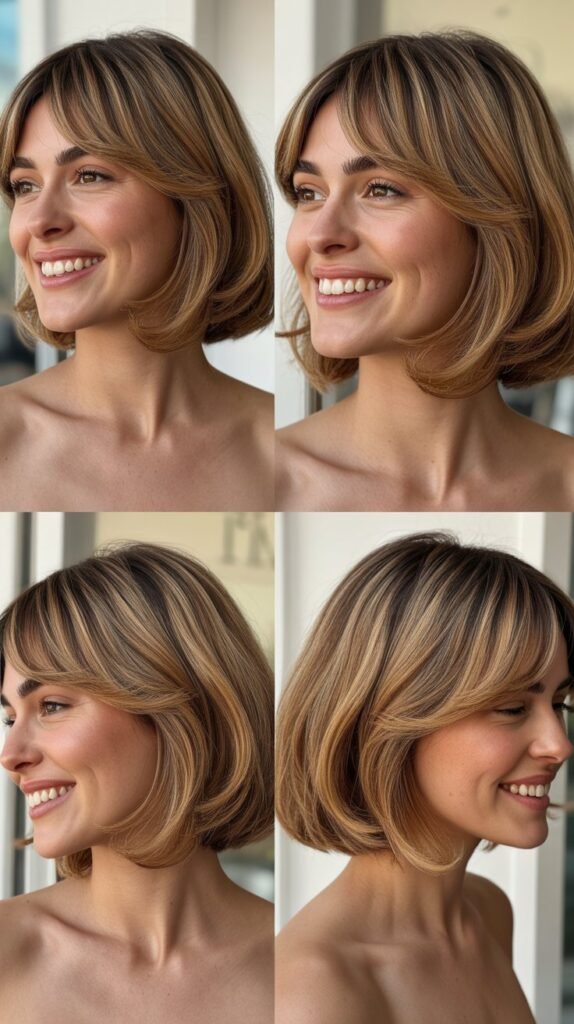  Tousled Lob With Long Curtain Bangs