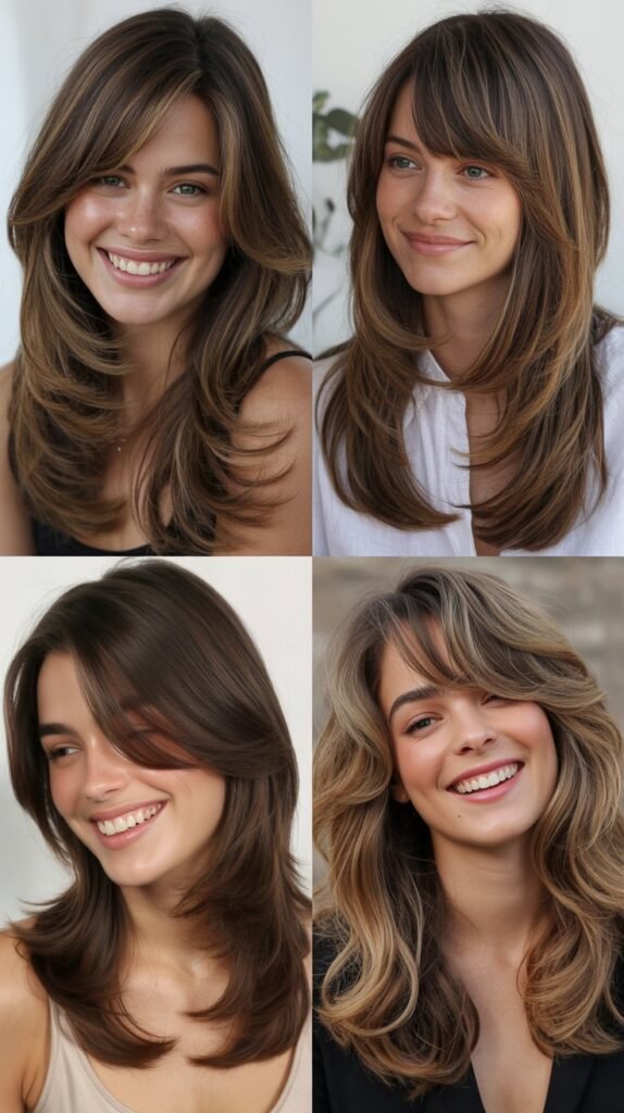 Long Layers With Side-Swept Curtain Bangs