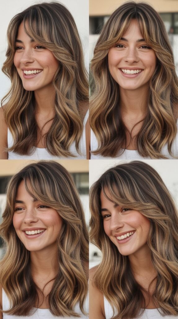 Textured Long Layers With Wispy Curtain Bangs