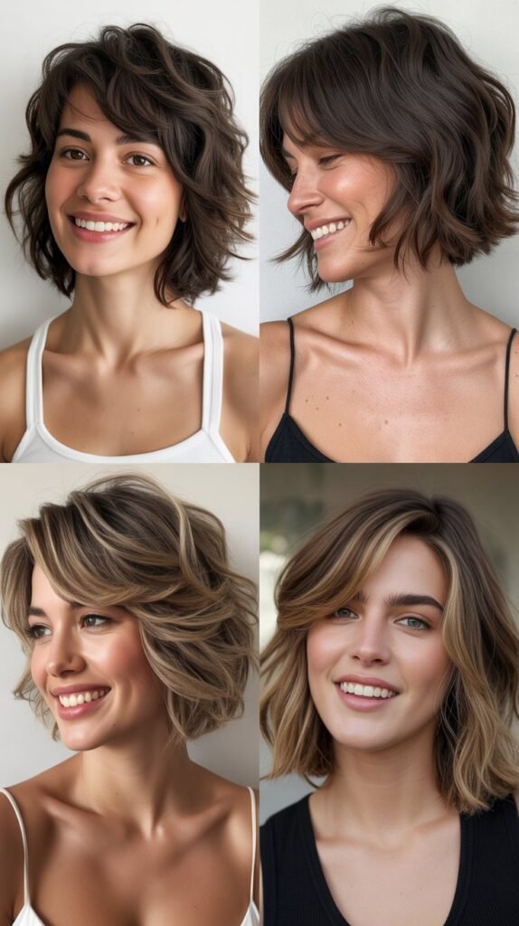  Choppy Layered Lob With Side-Swept Bangs
