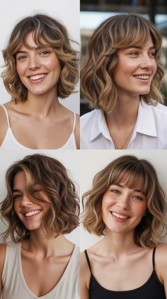  Wavy Lob With Choppy Layered Bangs