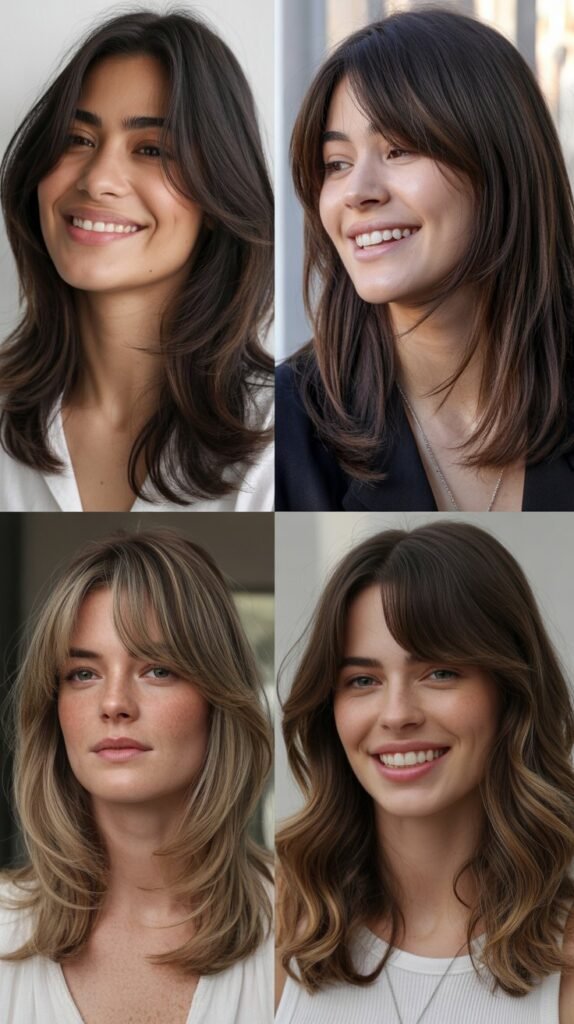 Subtle Long Layers With Minimalist Curtain Bangs