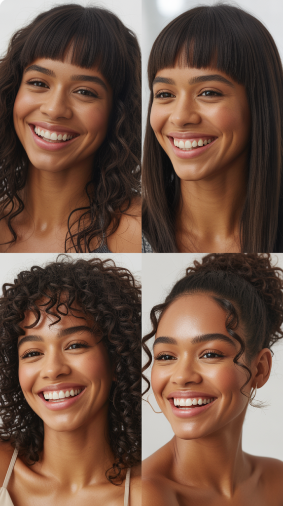 Beachy Waves With Blunt Bangs