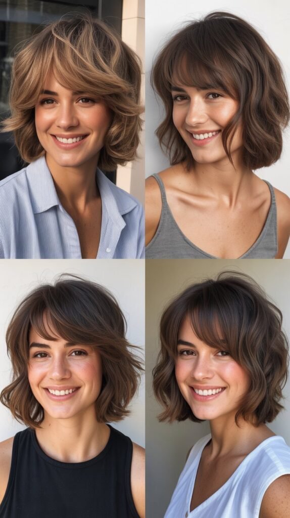 Voluminous Shaggy LOB With Bardot Bangs