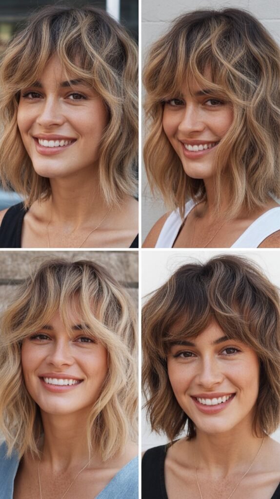  Tousled Beachy Lob With Bardot Bangs
