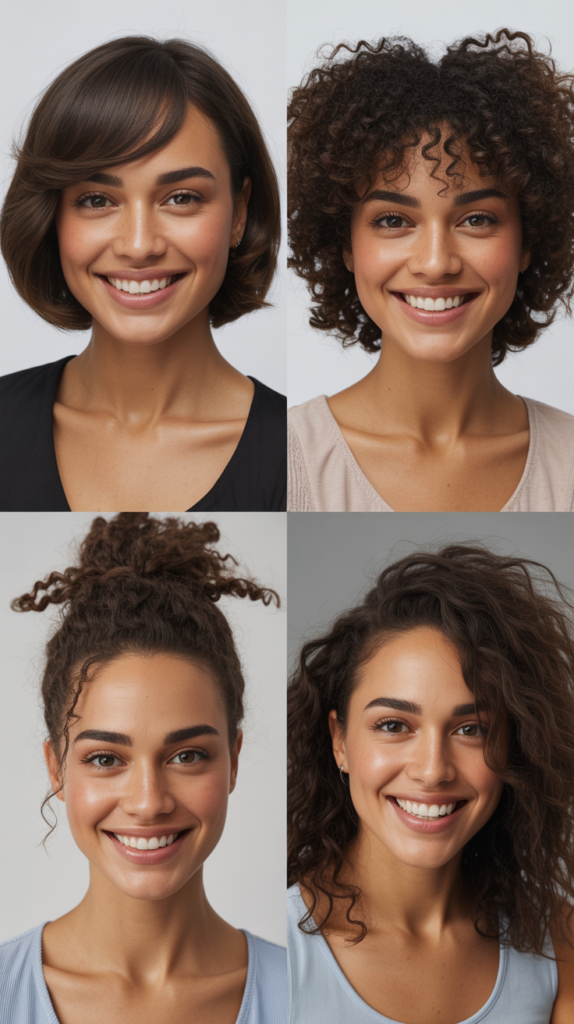 Rounded Lob With Curved Bangs