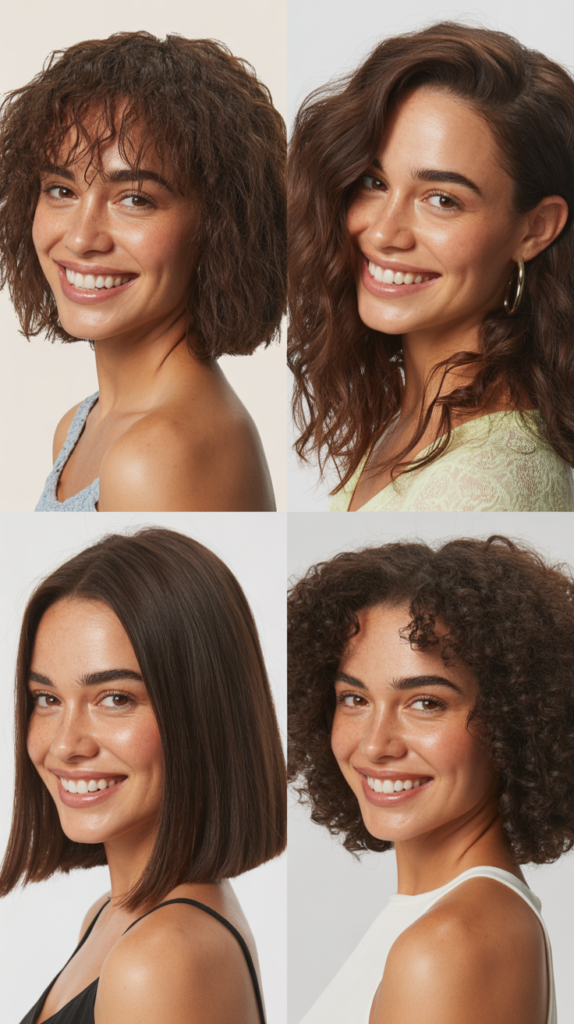 Choppy Lob With Textured Curtain Bangs