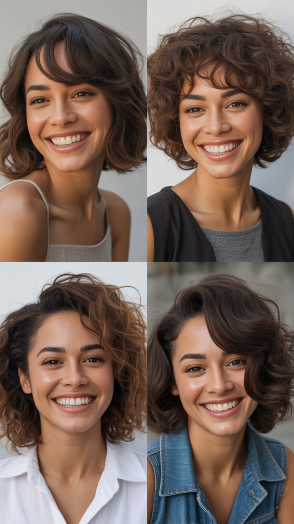 Wavy Lob With Long Side-Swept Bangs