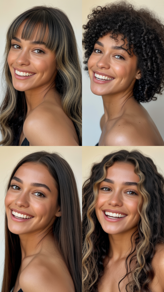 Long Curtain Bangs with Thinned Ends