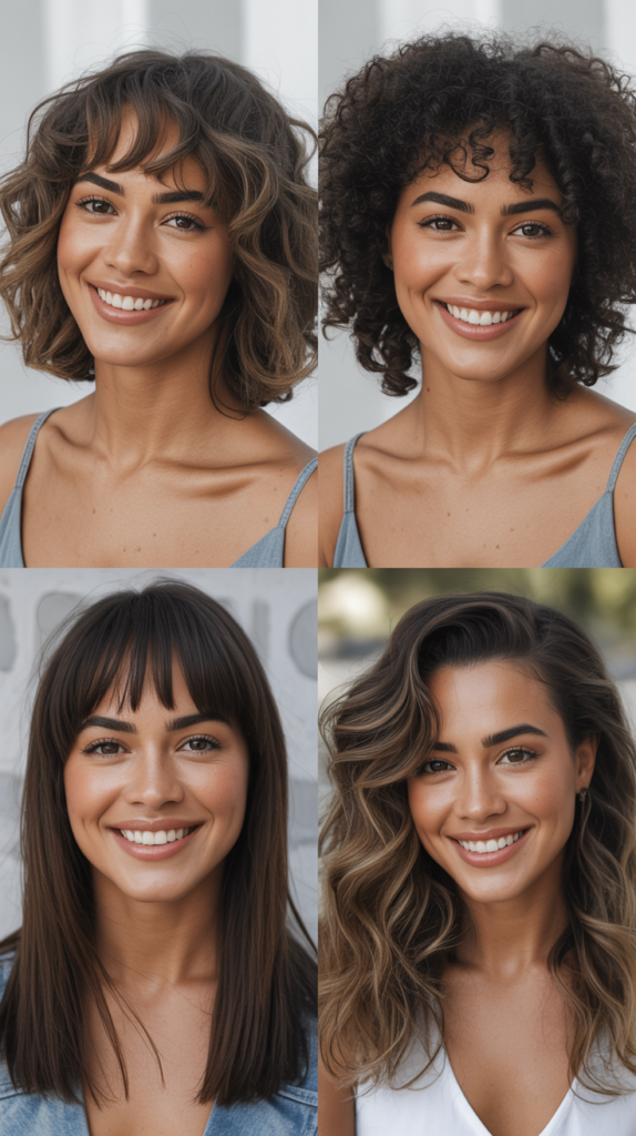 Wavy Lob With Feathered Bangs