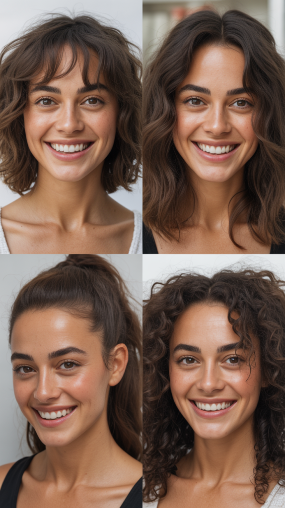 Tousled Lob With Center-Parted Bangs