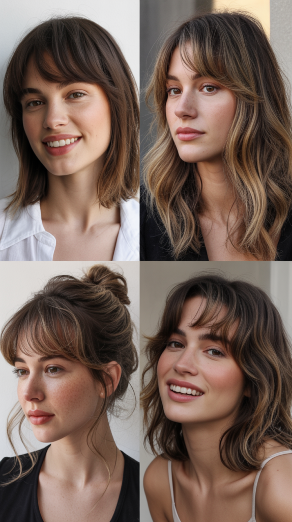 Textured French Girl Bangs with Minimal Layers
