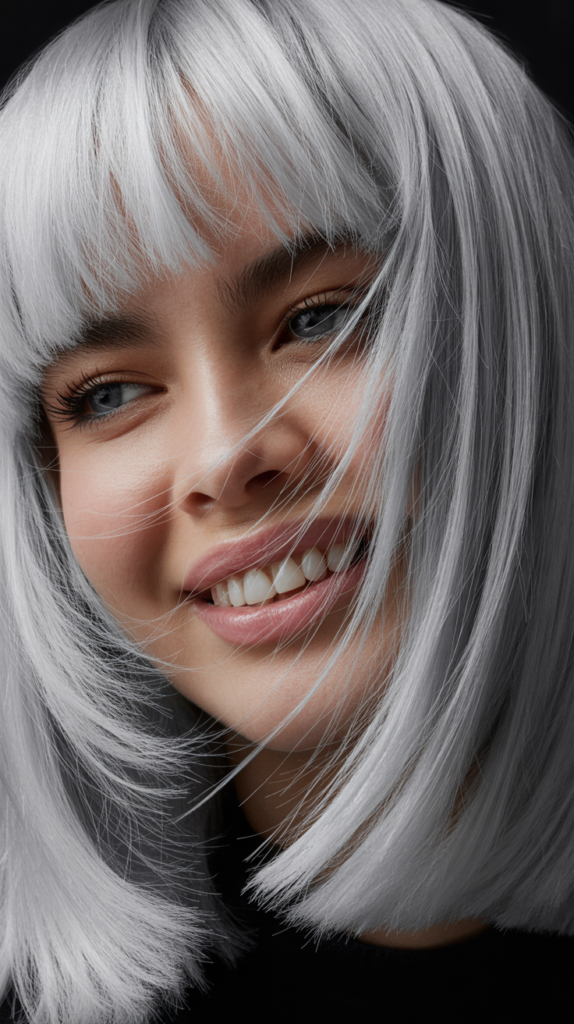 Long Bob With Razored Ends And Edgy Micro Fringe