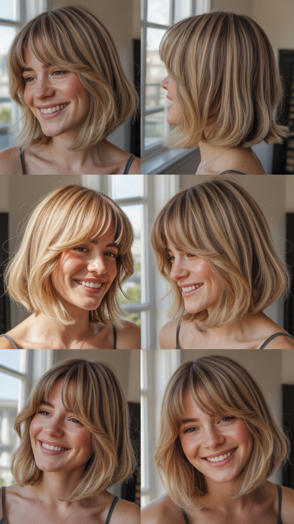 Textured Long Bob With Curtain Bangs
