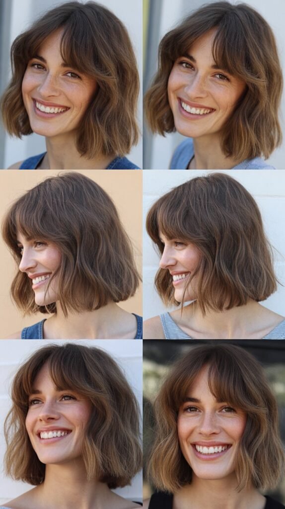 Beachy Long Bob with Wispy Curtain Bangs