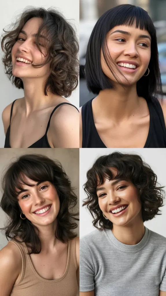 29 Textured LOB Hairstyles With Bangs That Look Full and Modern