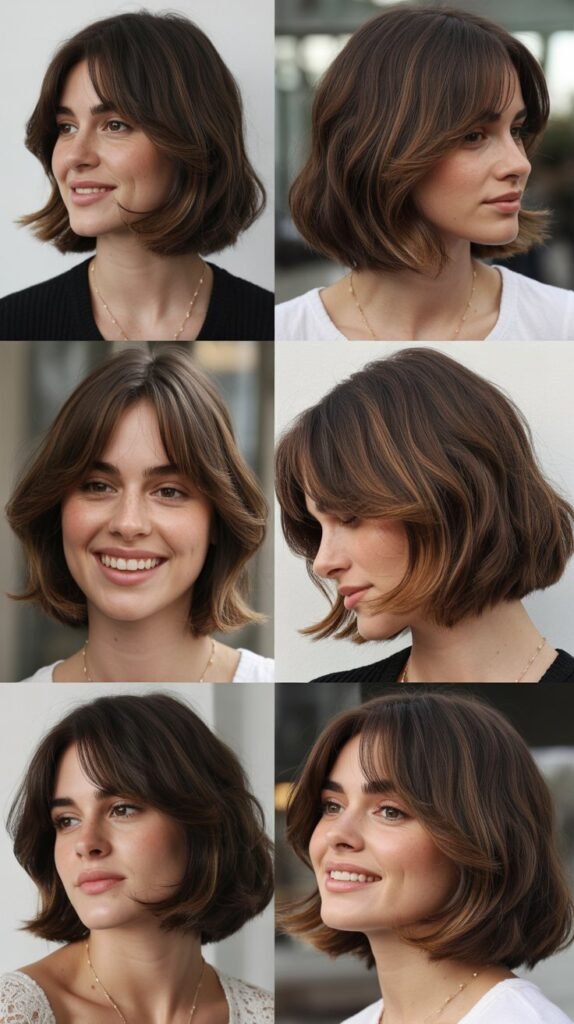 Modern Lob With Contemporary Curtain Bangs