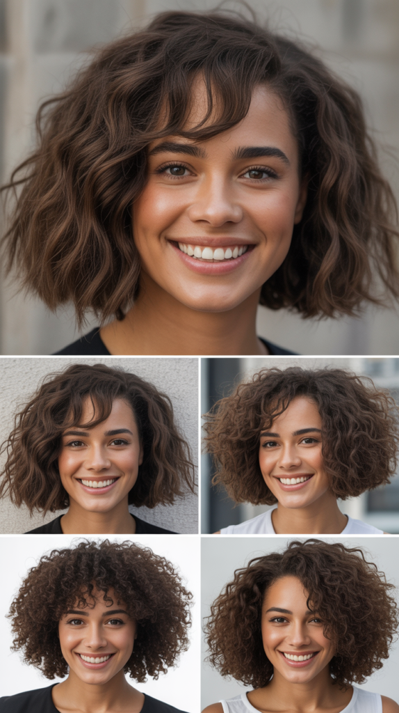 Wavy Long Bob with Side-Swept Fringe Bangs