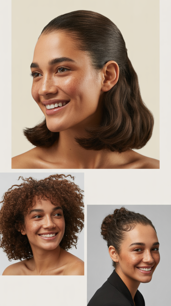 Long Bob With Curtain Bangs And Volume At Crown