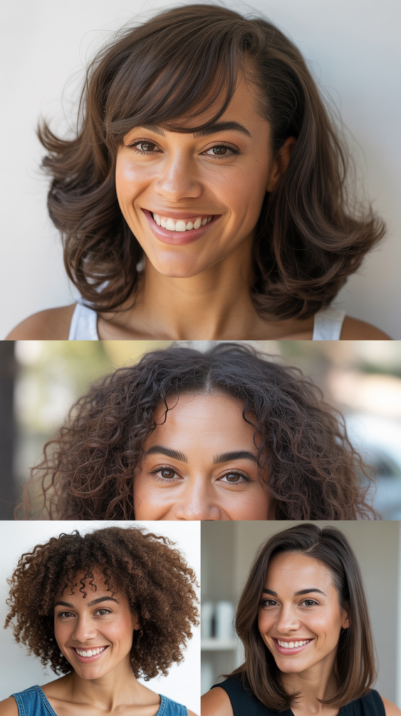 Long Side Bangs with Short Layers at Crown