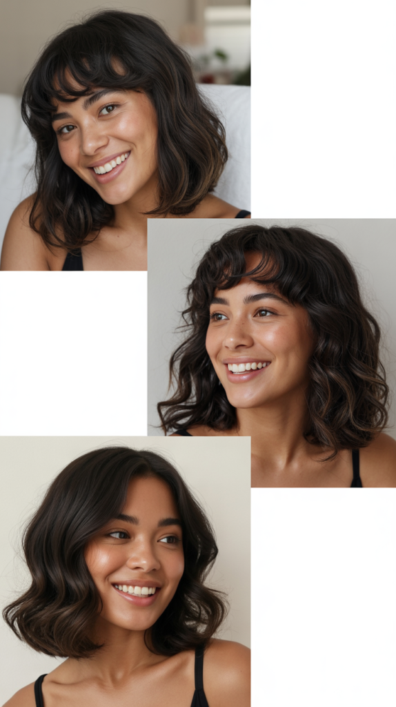 Layered Long Bob With Feathered Curtain Bangs