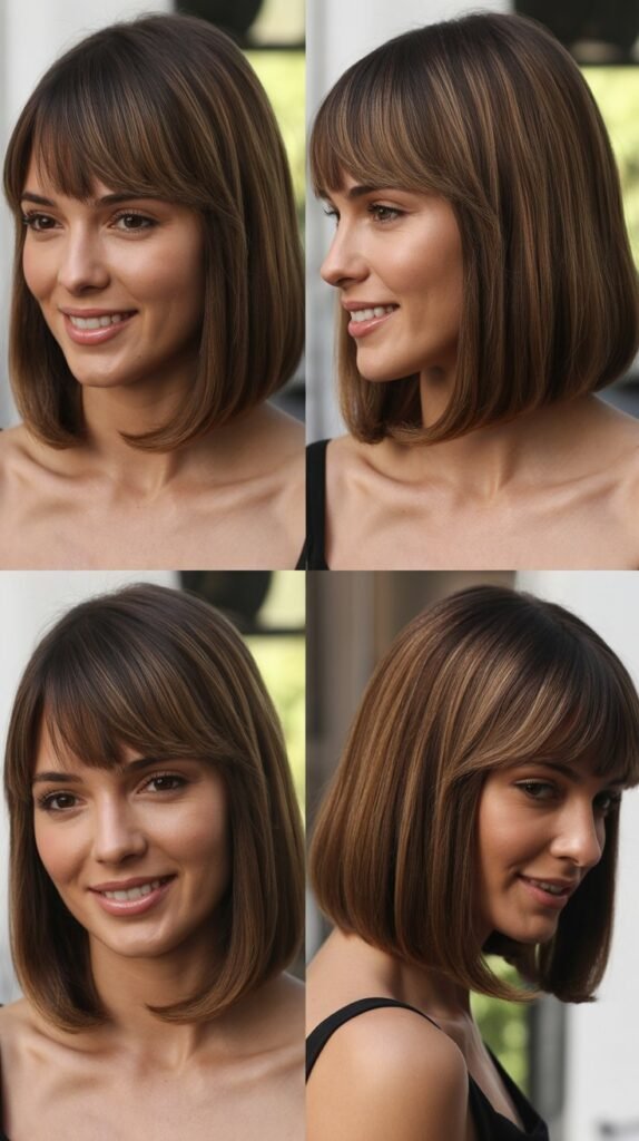  Polished Long Bob With Sophisticated Bangs
