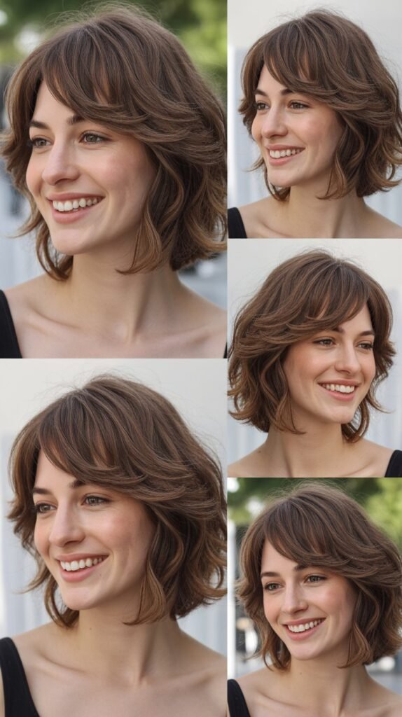  Stacked Lob With Full Blunt Bangs