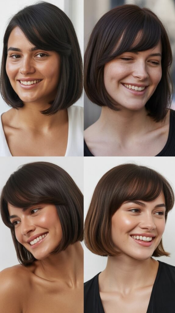 Sleek Lob With Long Side-Swept Bangs