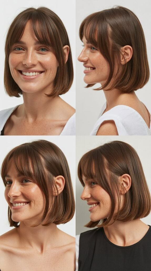  Sleek Lob With Minimal Wispy Bangs