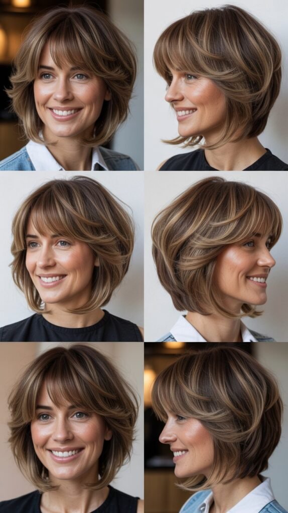 Dimensional Lob With Textured Fringe Bangs