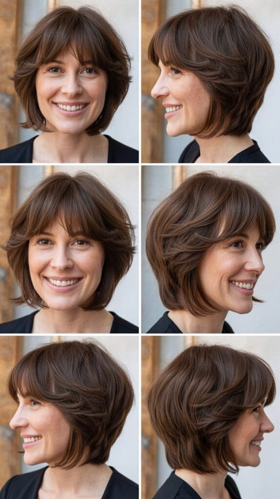 Layered Long Bob with Choppy Bangs