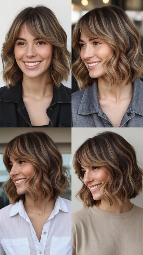 Dimensional Lob With Blended Bangs