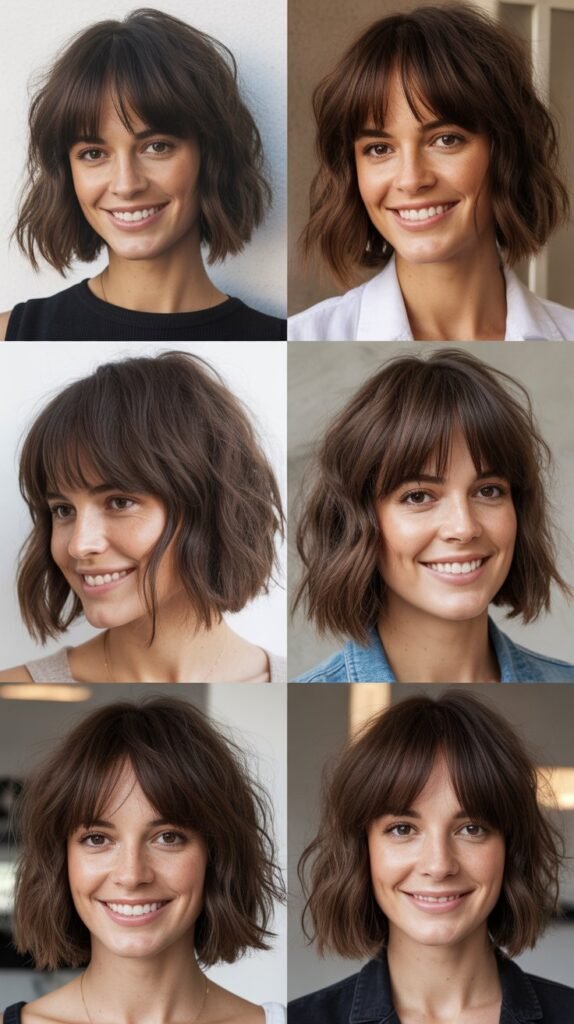 Textured Lob With Disconnected Bangs
