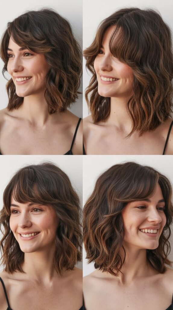 Wavy Lob With Long Fringe