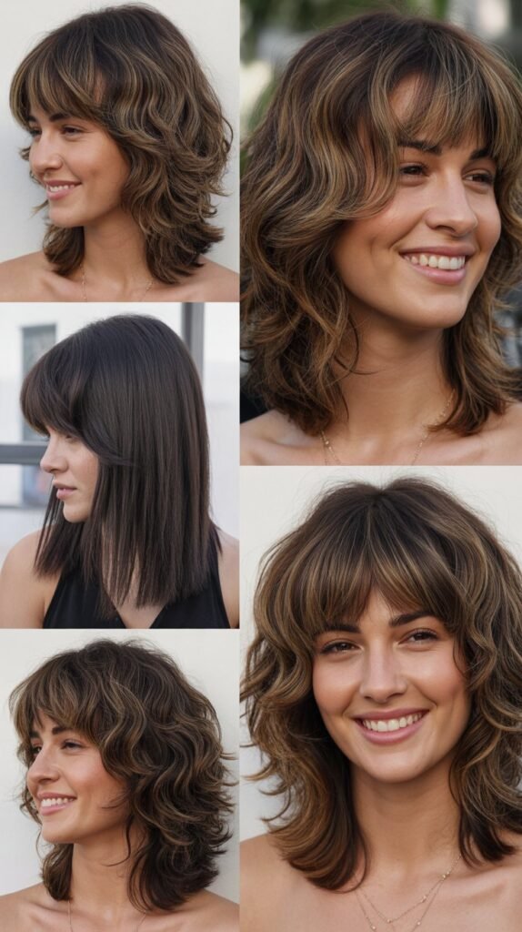 Shaggy LOB With Long Feathered Layers And Bangs