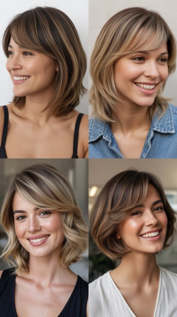  Layered Lob With Side-Swept Bangs
