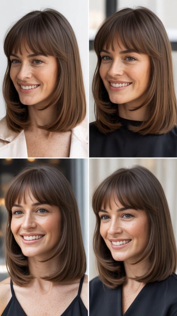 Curved Long Bob With Arched Bangs