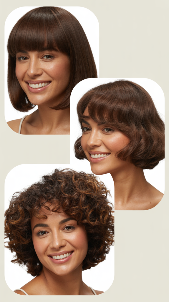  Rounded Bangs With Blunt Cut Ends