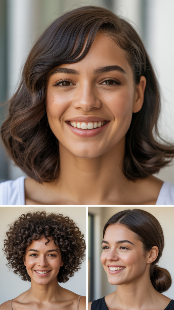 Long Bob with Graduated Side Bangs and Soft Layers