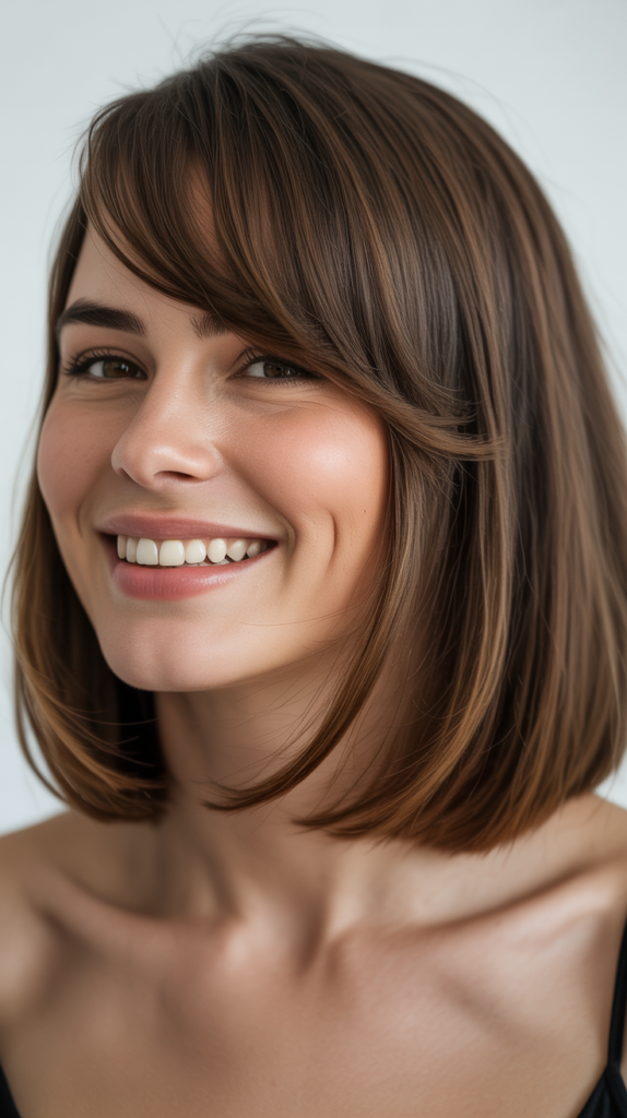 Long Bob With Side-Part And Deep Side Bangs