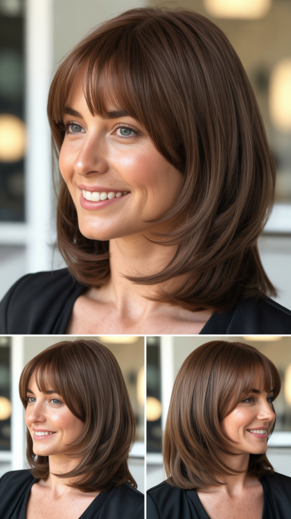 Graduated Long Bob With Feathered Bangs