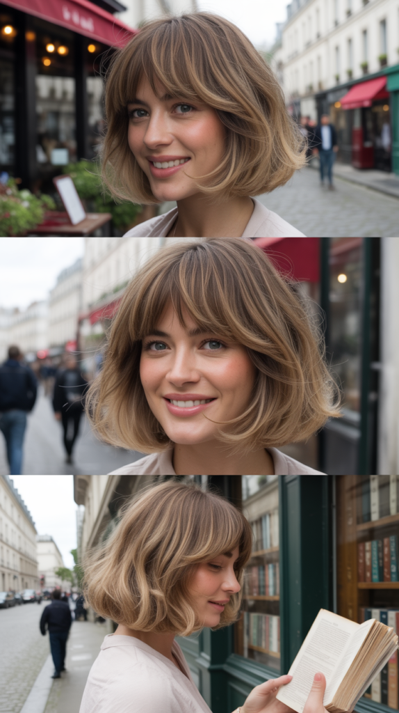 Tousled Long Bob With Brow-Skimming Bangs