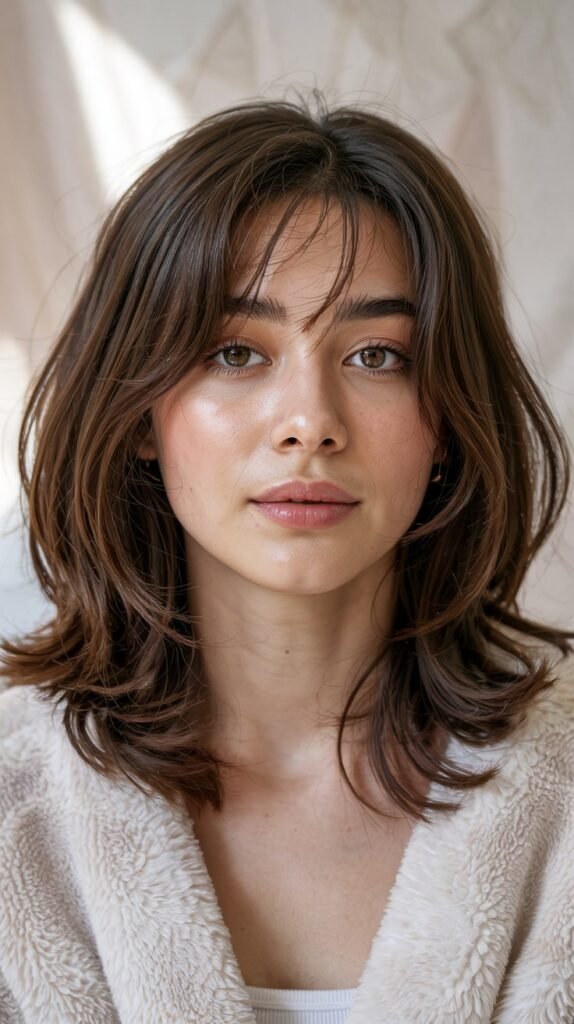 Round Layers With Full Curtain Bangs