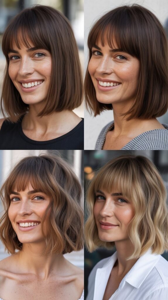  Collarbone-Length Bob With Soft Fringe